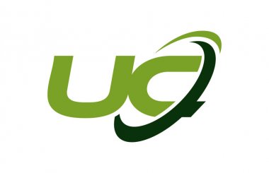 UC Logo Swoosh elips yeşil mektup vektör kavramı