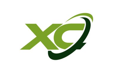 XC Logo Swoosh elips yeşil mektup vektör kavramı
