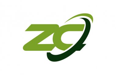 ZC Logo Swoosh elips yeşil mektup vektör kavramı
