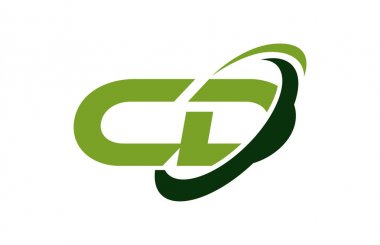 CD Logo Swoosh elips yeşil mektup vektör kavramı