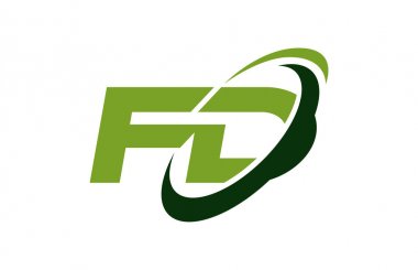 FD Logo Swoosh elips yeşil mektup vektör kavramı
