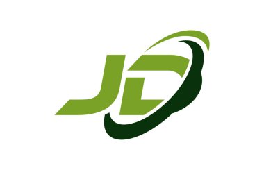JD Logo Swoosh elips yeşil mektup vektör kavramı
