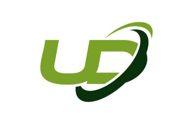 UD Logo Swoosh elips yeşil mektup vektör kavramı