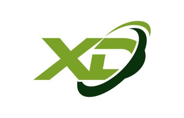 XD Logo Swoosh elips yeşil mektup vektör kavramı