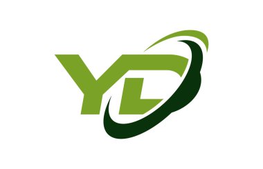 YD Logo Swoosh elips yeşil mektup vektör kavramı