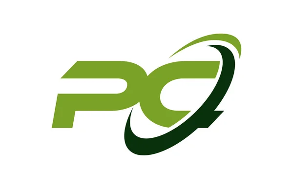 Logotipo Swoosh Elipse Verde Letra Vector Concepto — Archivo Imágenes Vectoriales