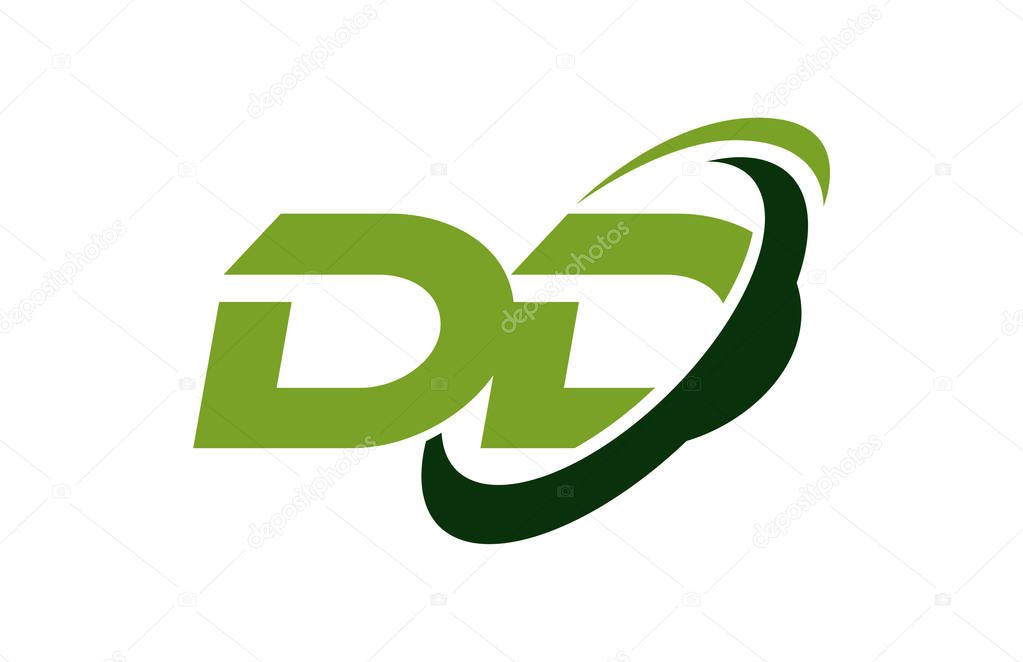 DD Logo Swoosh Ellipse Green Letter Vector Concept