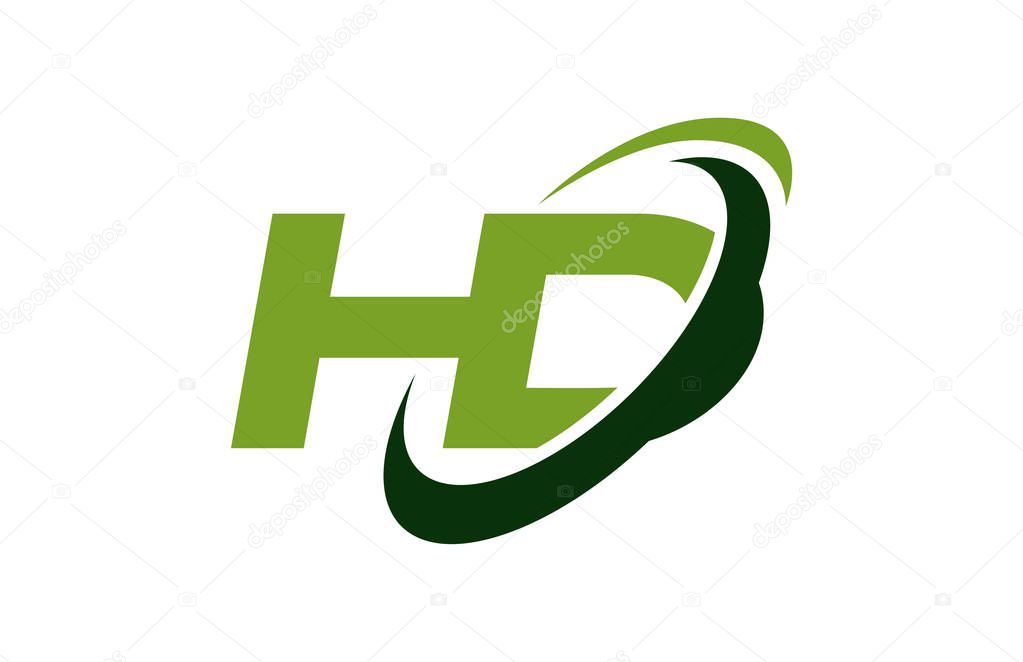 HD Logo Swoosh Ellipse Green Letter Vector Concept
