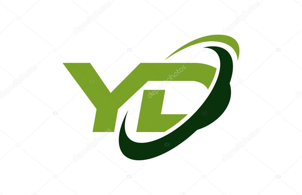 YD Logo Swoosh Ellipse Green Letter Vector Concept