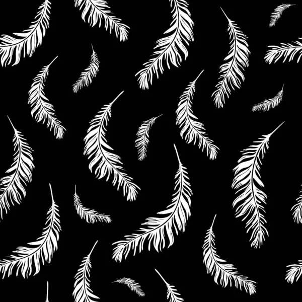 Flying Feathers Seamless Background Feather Pattern — Stock Vector