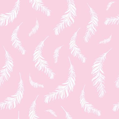 Uçan beyaz tüyler pürüzsüz doku, beyaz ve pembe, vektör illüstrasyonu