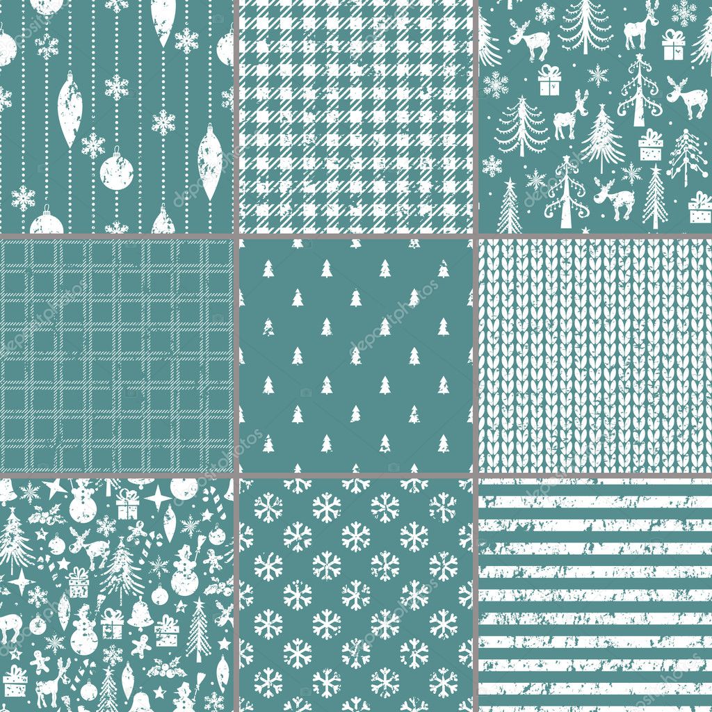Set of seamless Christmas and Happy New Year backgrounds.