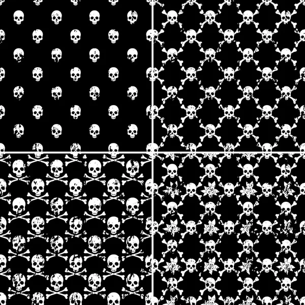 Conjunto de cráneos patrón sin costura — Archivo Imágenes Vectoriales