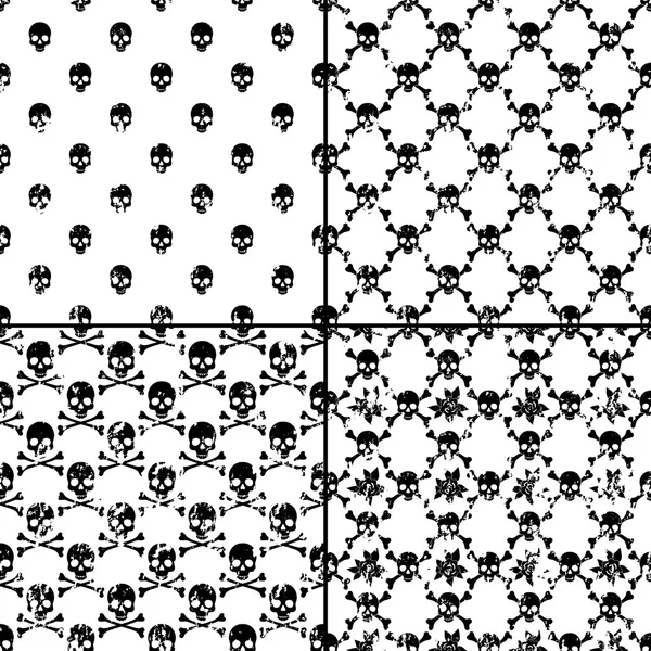 Conjunto de cráneos patrón sin costura — Archivo Imágenes Vectoriales