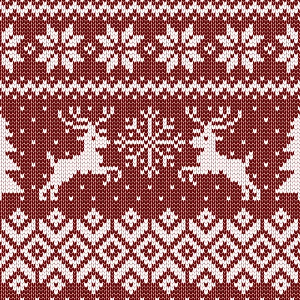 Weihnachten nahtlos gestrickt Hintergrund — Stockvektor