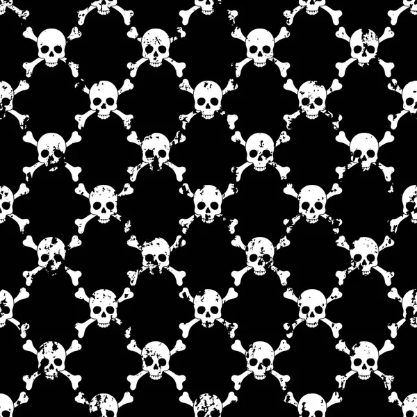 Calaveras patrón sin costuras sobre fondo negro . — Archivo Imágenes Vectoriales