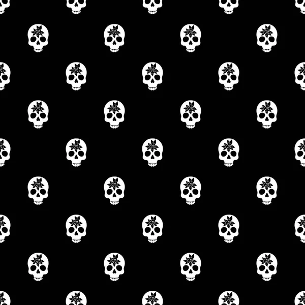 Calaveras patrón sin costuras sobre fondo negro . — Archivo Imágenes Vectoriales