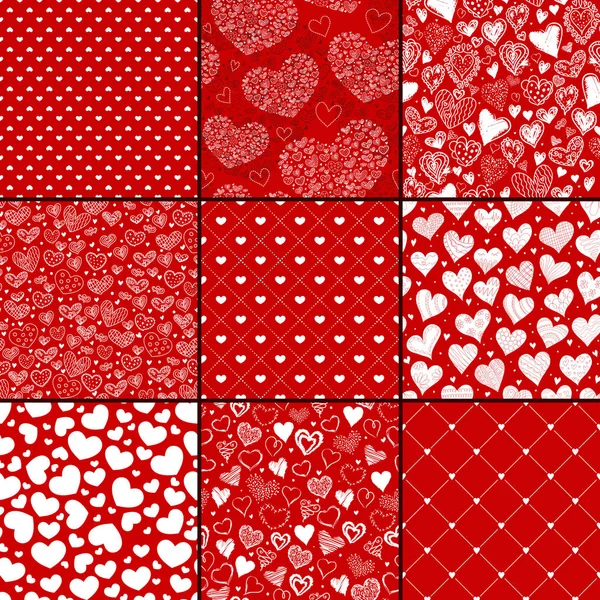 Conjunto de patrón de corazones sin costura . — Archivo Imágenes Vectoriales