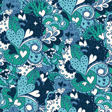 Çiçek ve kalp ile sorunsuz çiçek desenli.