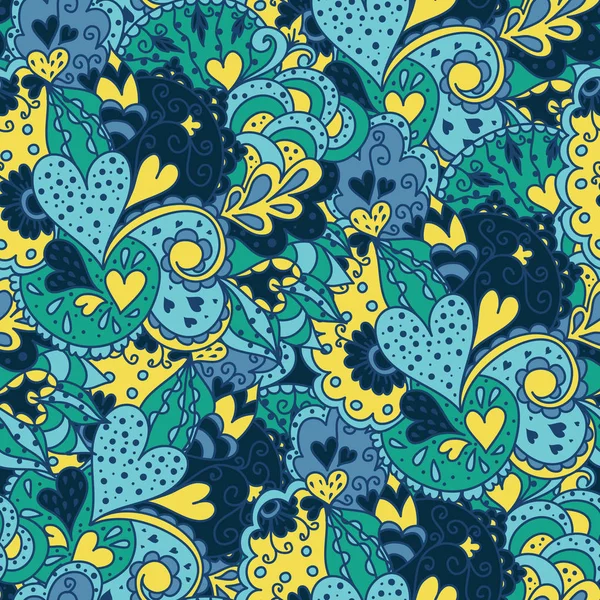 Motif floral sans couture avec des fleurs et des cœurs . — Image vectorielle