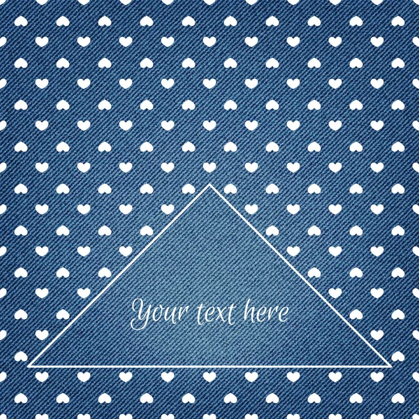 Denim background with hearts pattern. Place for your text. — Stock Vector