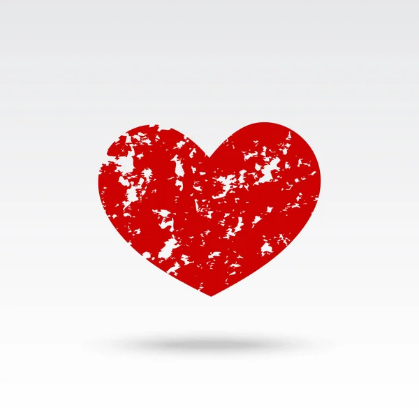 Herzsymbol. Valentinstag Zeichen isoliert auf weißem Hintergrund mit Schatten. flacher Stil. — Stockvektor