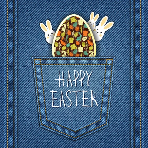 Bonne carte de Pâques sur fond denim . — Image vectorielle