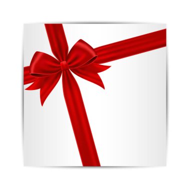 Kırmızı hediye şerit ve yay ile kartı.