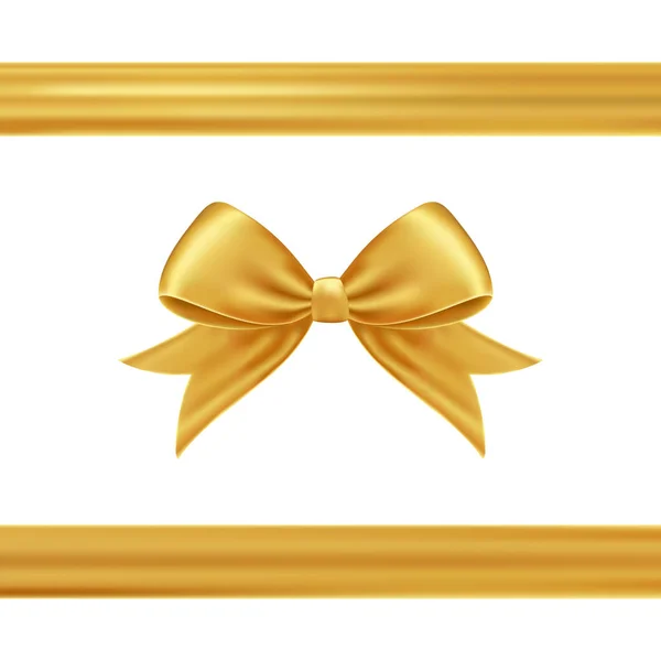 Ruban cadeau en or et arc . — Image vectorielle