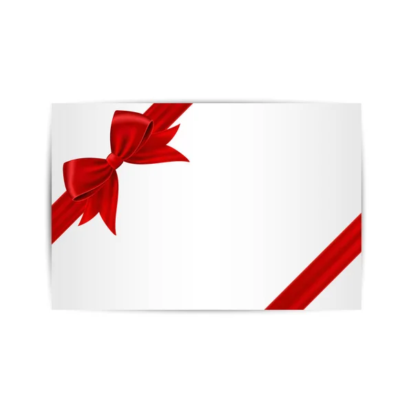 Karte mit rotem Geschenkband und Schleife. — Stockvektor