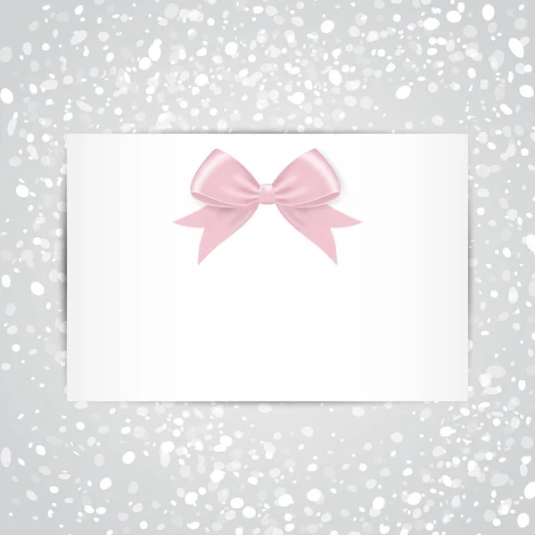 Card with pink gift bow and ribbon. — Stock Vector