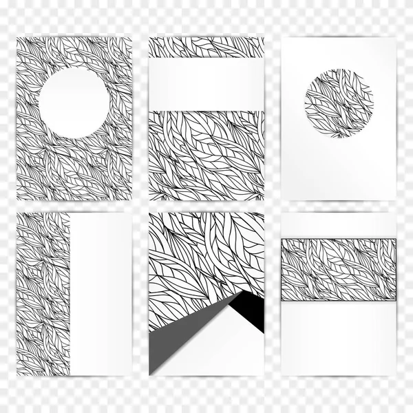 Set van vector ontwerpsjablonen met abstracte patroon. Brochureontwerp. Zwart-wit. — Stockvector