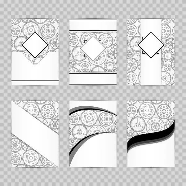 Set van vector ontwerpsjablonen met abstracte patroon. Brochureontwerp. Zwart-wit. — Stockvector