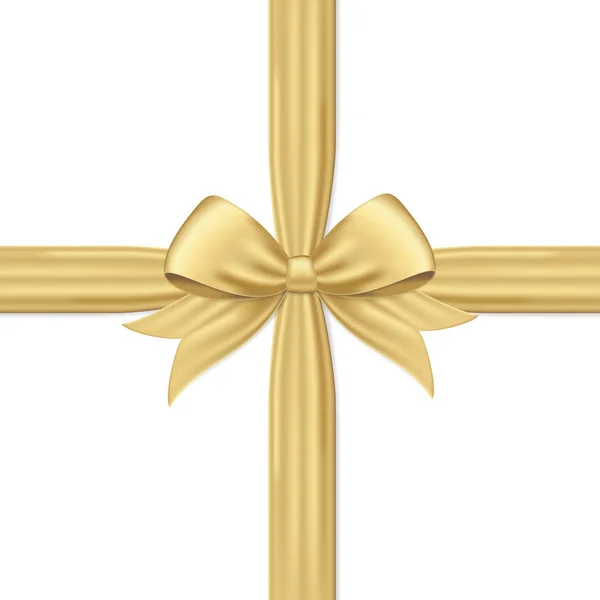 Arco de regalo de oro y cinta . — Vector de stock