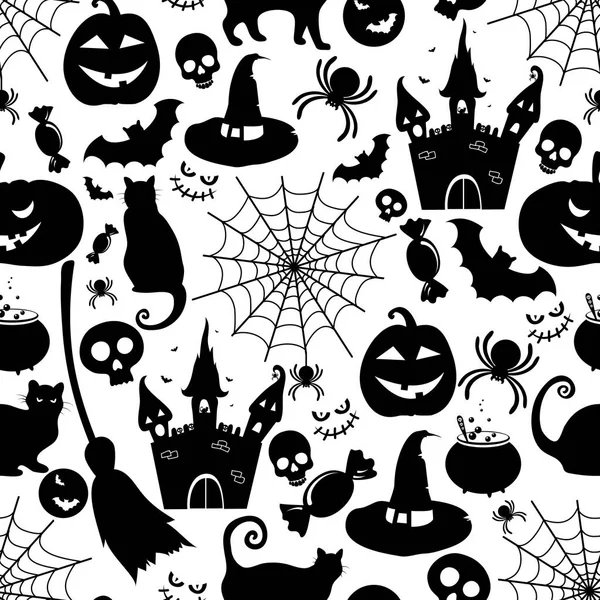 Feliz Halloween patrón sin costuras. Textura infinita para papel pintado, fondo de página web y papel de envolver . — Archivo Imágenes Vectoriales