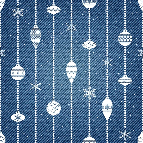 Fondo de mezclilla con patrón de Navidad . — Vector de stock