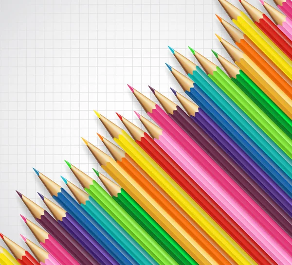 Crayons de couleur sur feuille de papier, espace de copie pour votre texte . — Image vectorielle