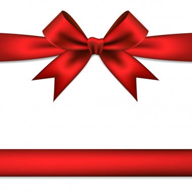 Kırmızı hediye yay ve şerit.