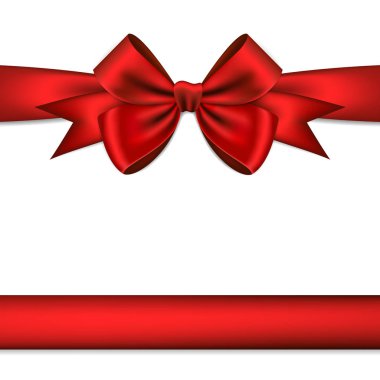 Kırmızı hediye yay ve şerit.