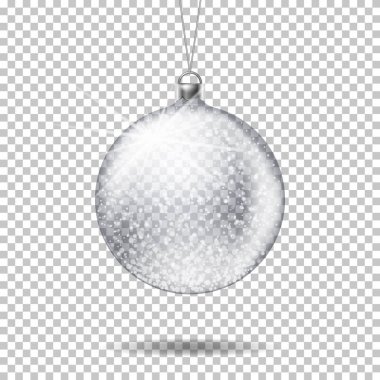 İzole, gerçekçi şeffaf Noel top vektör.