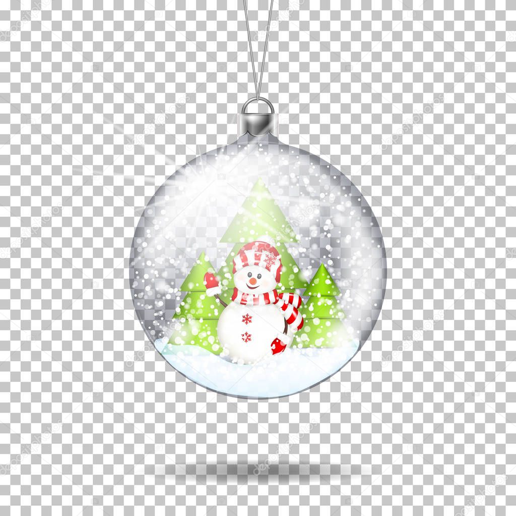Vector realistic transparent christmas ball, isolated.