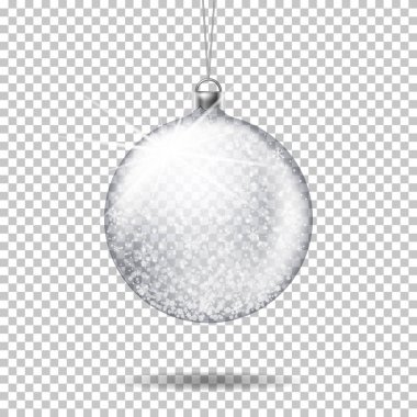 İzole, gerçekçi şeffaf Noel top vektör.