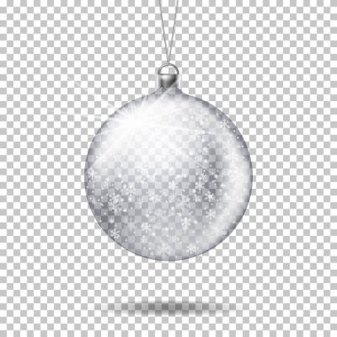 İzole, gerçekçi şeffaf Noel top vektör.