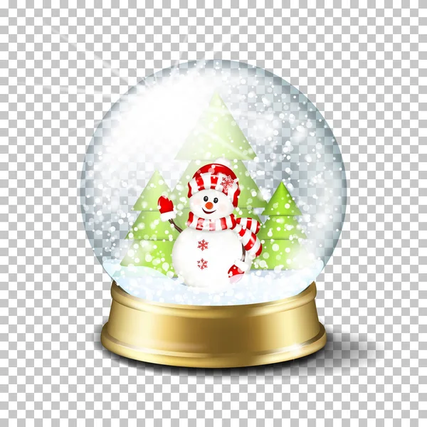 Realistic Transparent Christmas Glass Snow Globe Isolated — Stock Vector