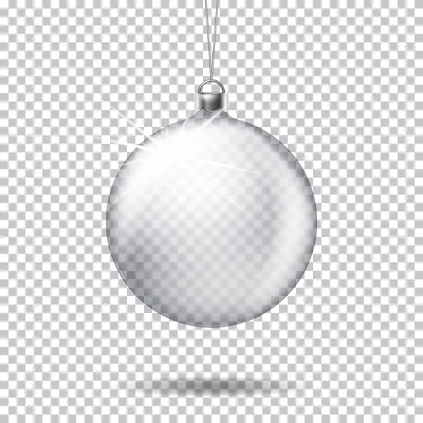Vector Realistic Transparent Christmas Ball Isolated — Stock Vector
