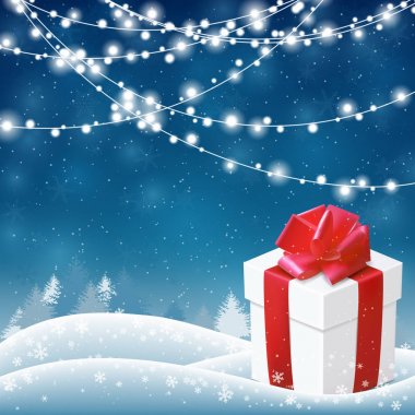 Hediye kutusu ile yeni yıl ve mutlu Noeller arka plan.