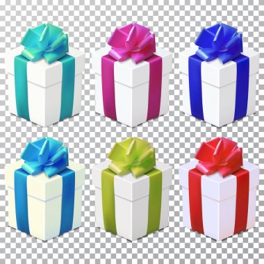 Hediye kutusu ile yay ve şerit kümesi.