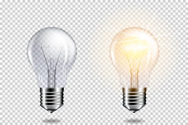 Zole Şeffaf Gerçekçi Işık Ampüller — Stok Vektör