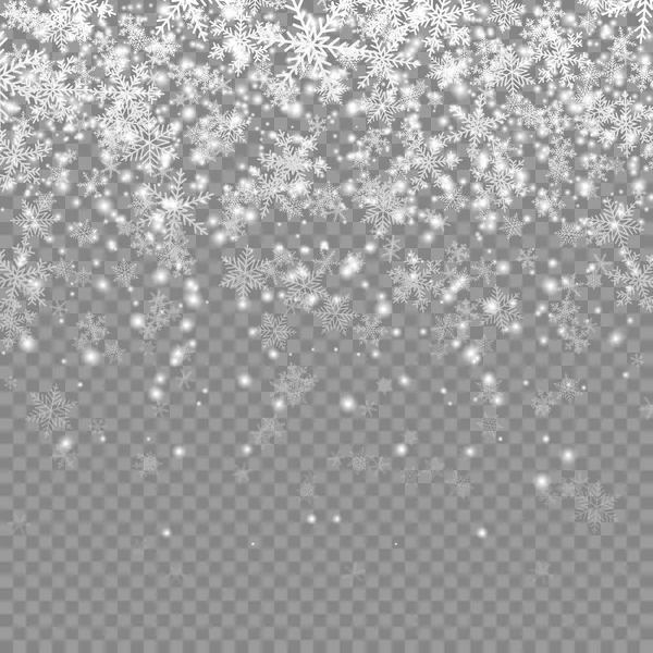 Snöfall För Din Vinter Design Isolerad Transparent Bakgrund — Stock vektor