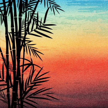 alan metni içeren bambu yaprakları.